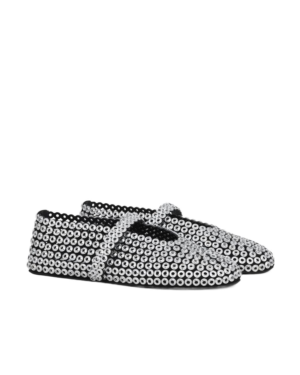 Alaïa White Alaïa Embellished Ballet Flat Shoes