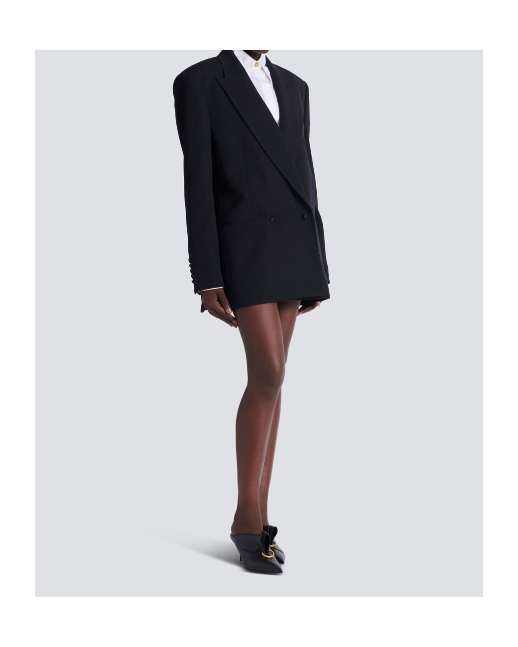 Balmain Blue Oversized Grain De Poudre Jacket