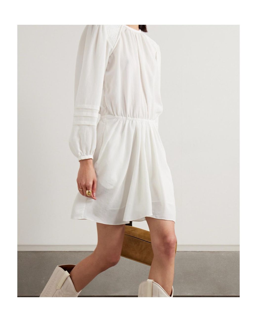 Isabel Marant White Round Neck Long-Sleeved Dress