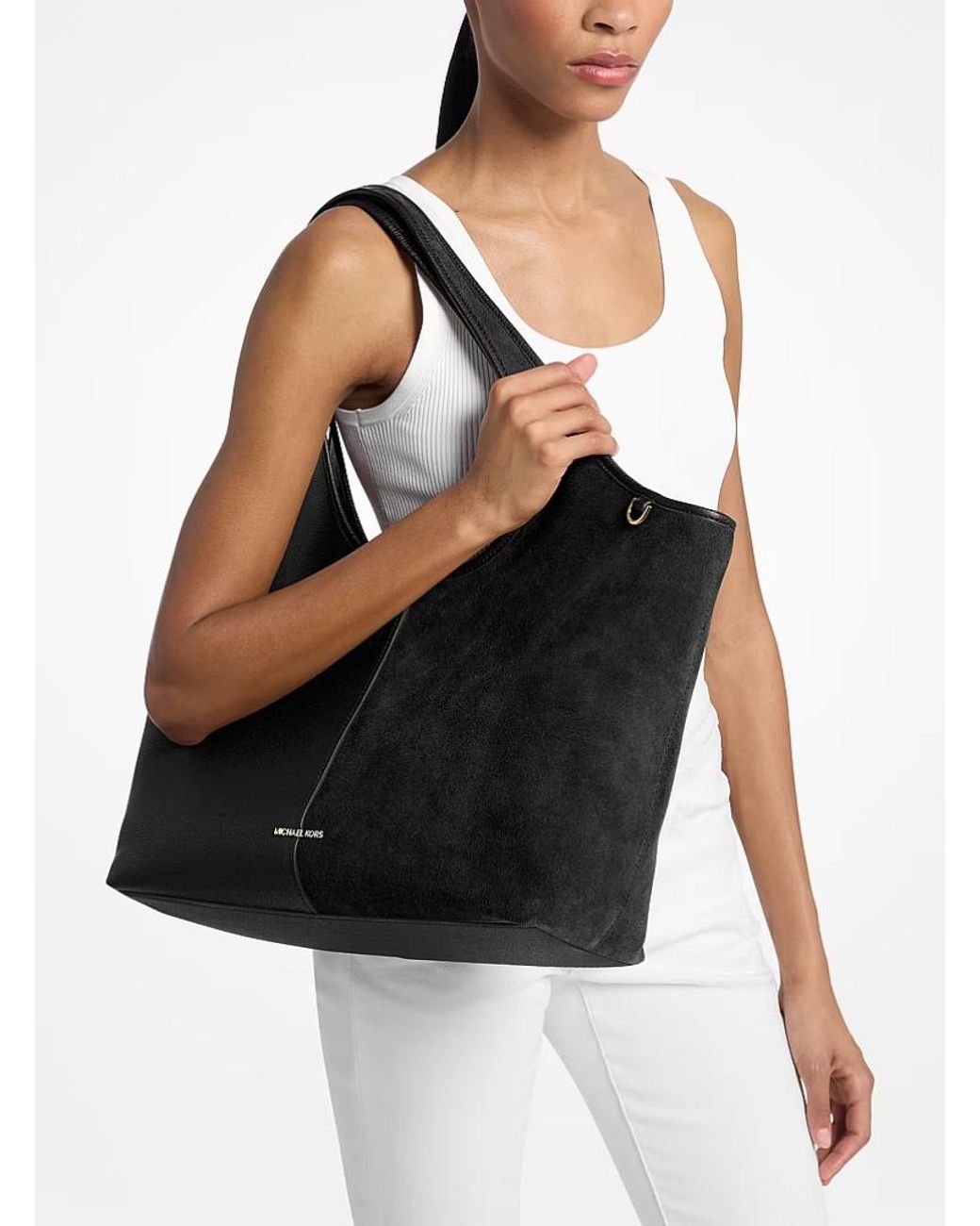 Michael Kors Black Henly Large Leather And Suede Tote Bag