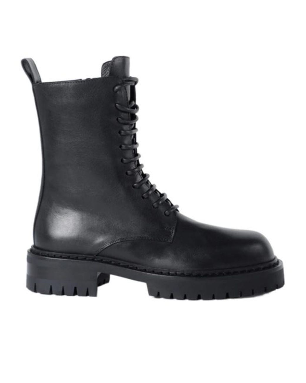 Ann Demeulemeester Black Round Toe Lace-Up Boots