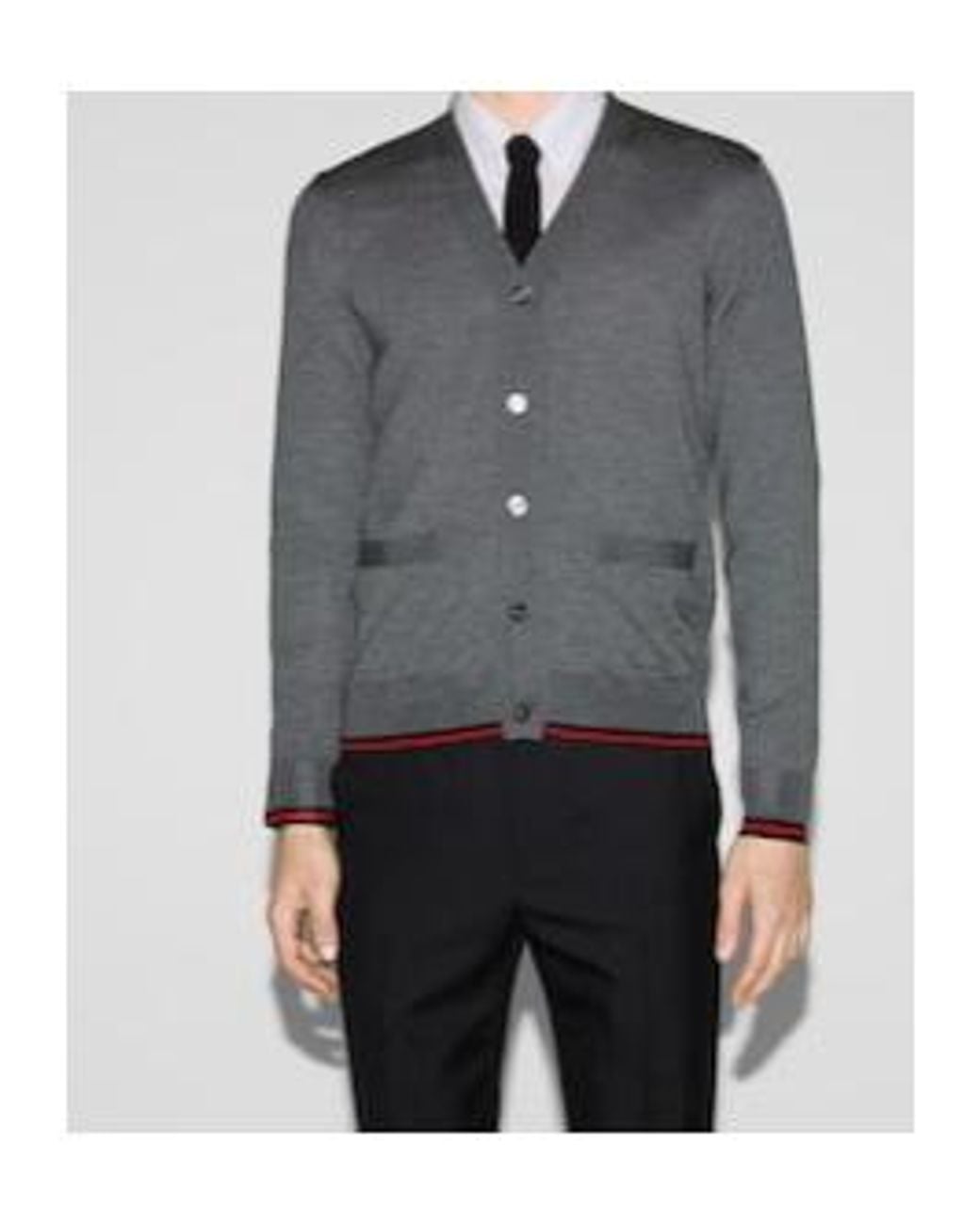 Gucci Gray Button-Up Knit Cardigan for men