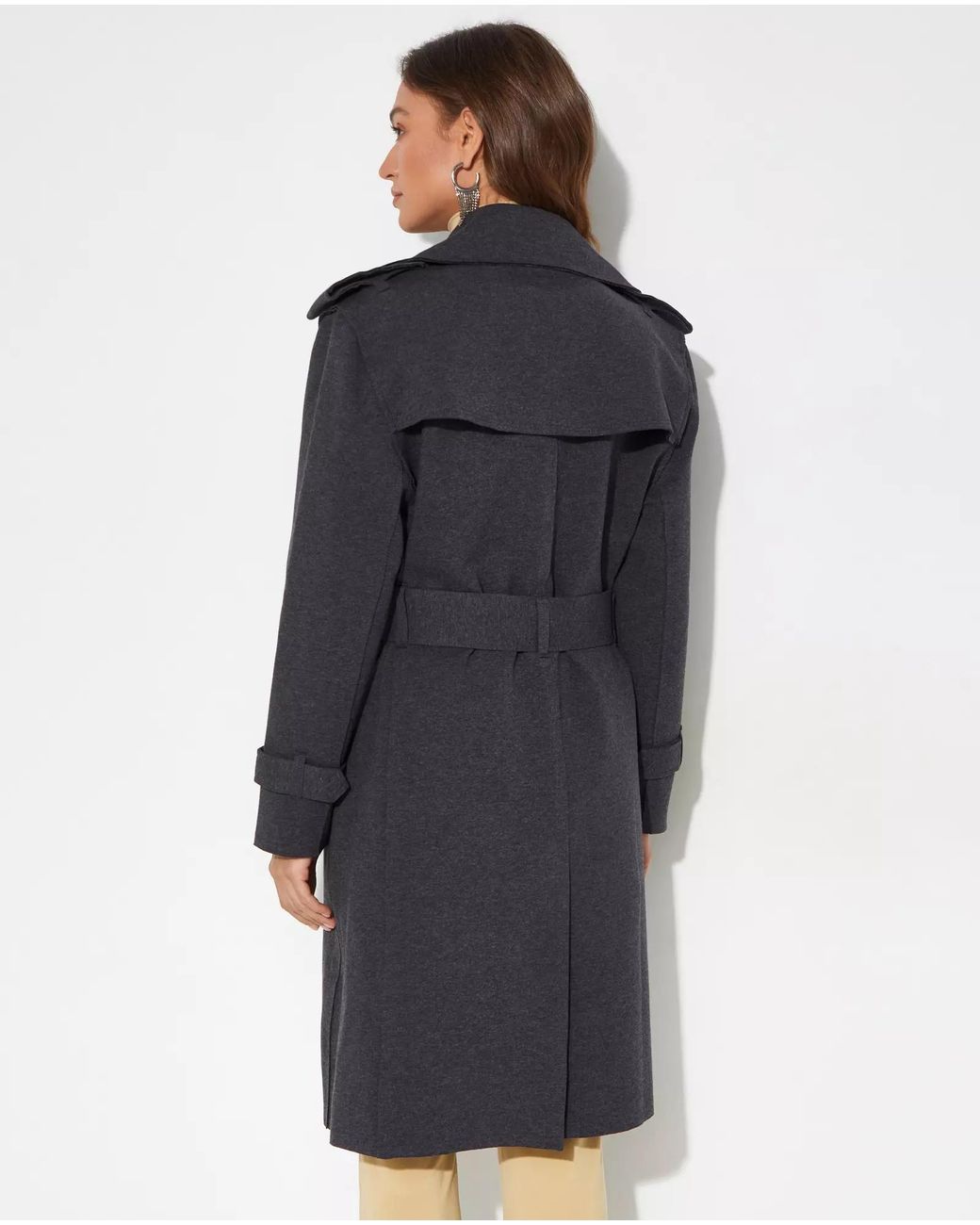 Norma Kamali Blue Belted Trench Coat