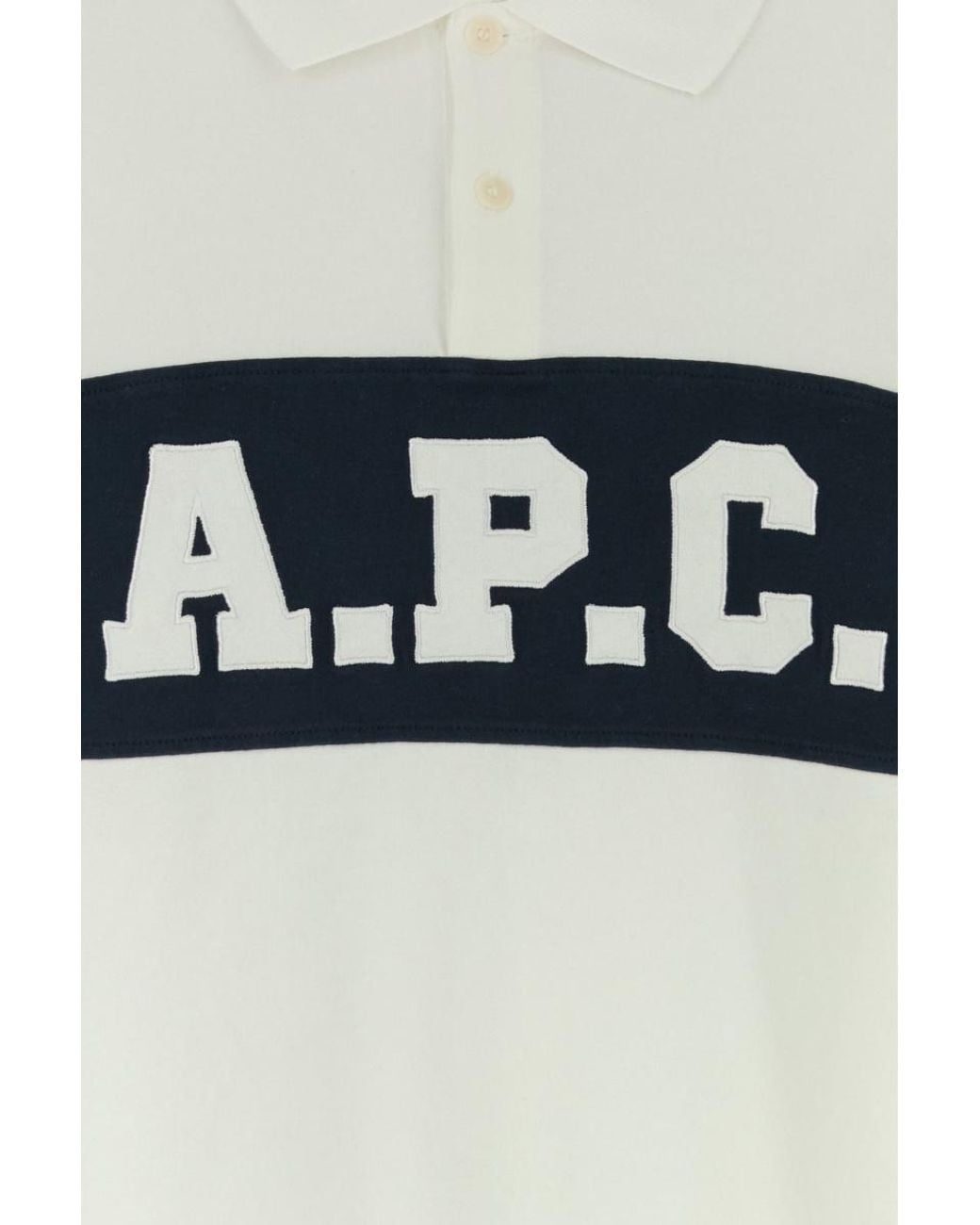 A.P.C. White Alexis Logo Long-Sleeve Polo Shirt for men