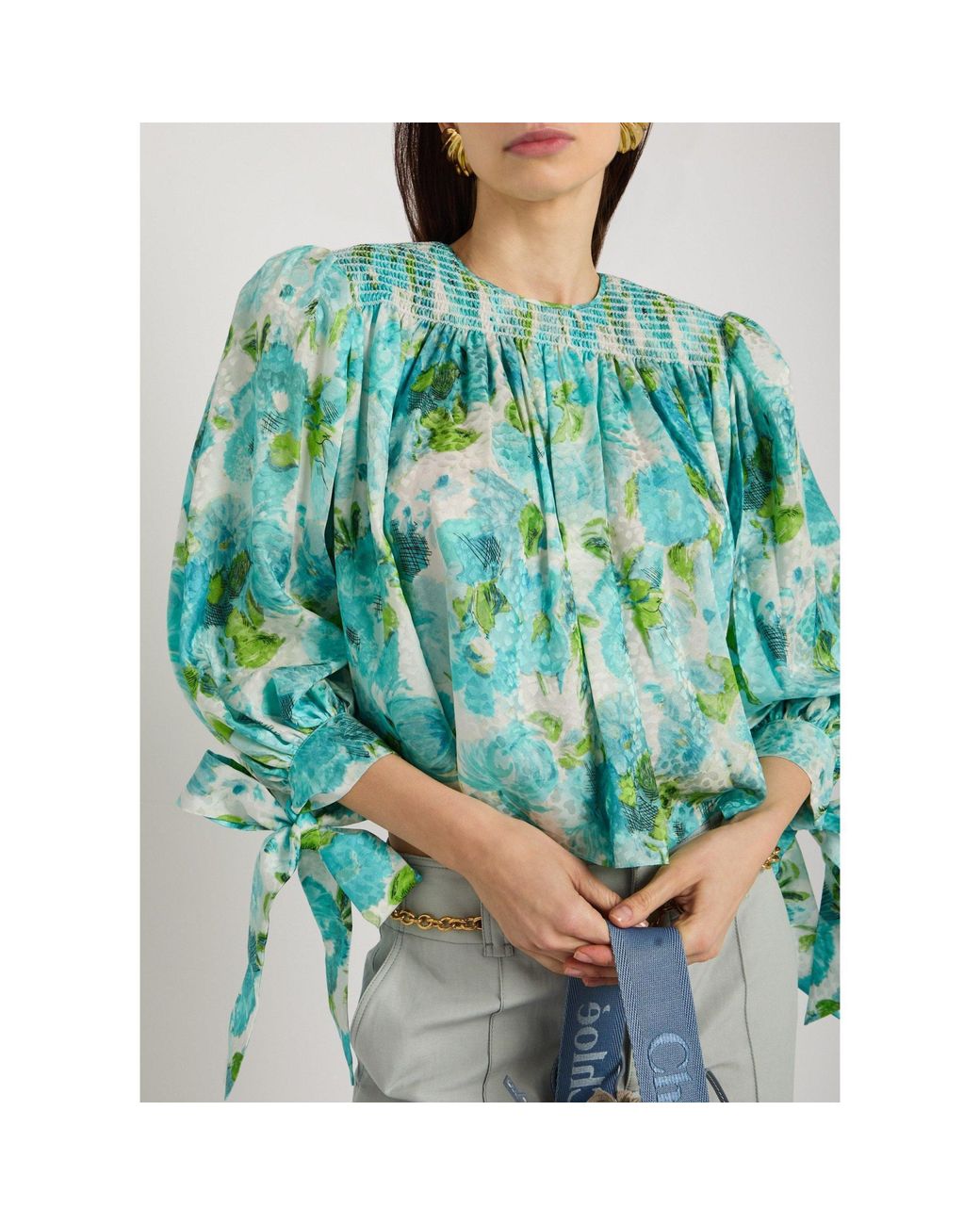 Chloé Blue Printed Silk Short Top