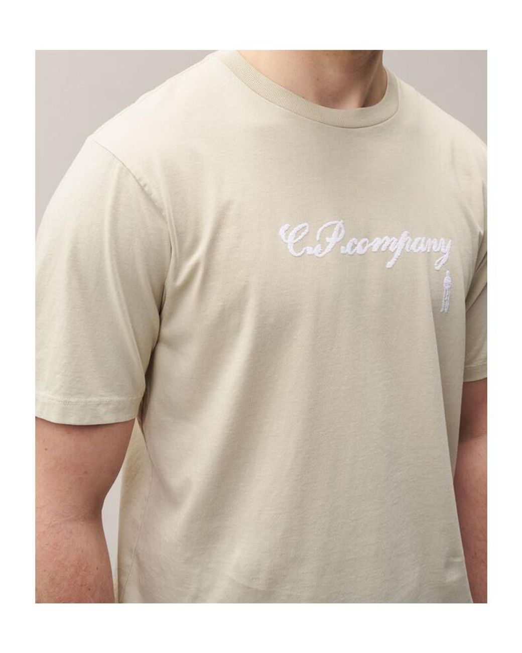 C P Company White Script Logo T-Shirt for men