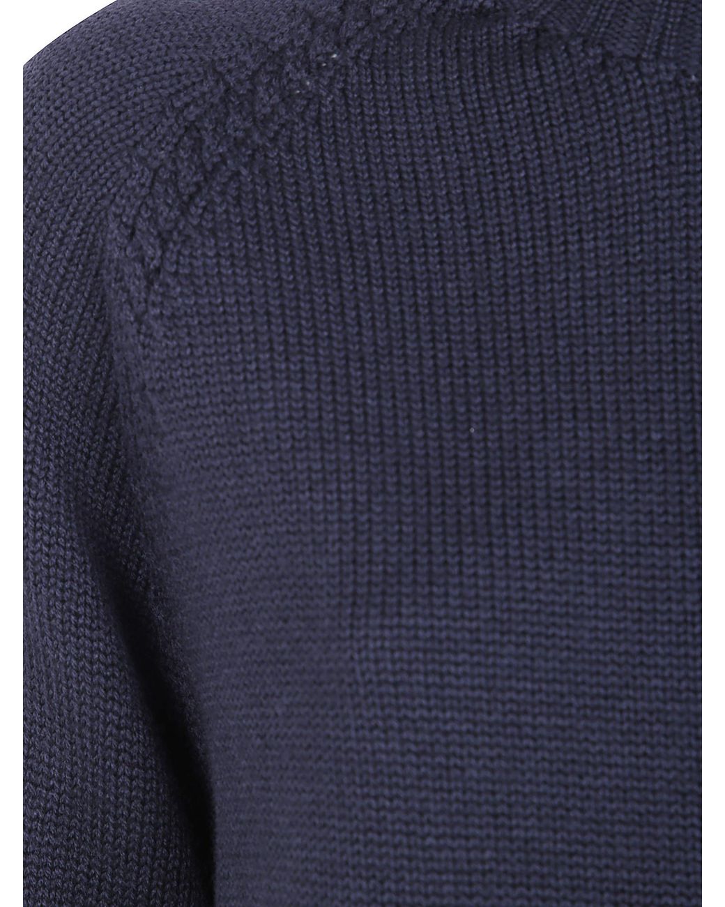 Rossopuro Blue Cable-Knit High-Neck Sweater