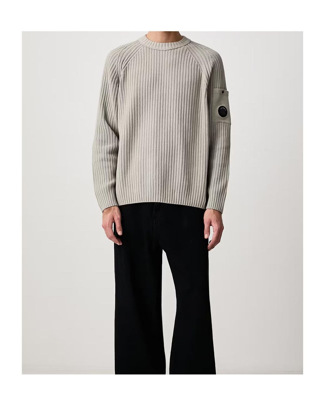 C P Company Gray Crew-Neck Long-Sleeve Knit Top for men