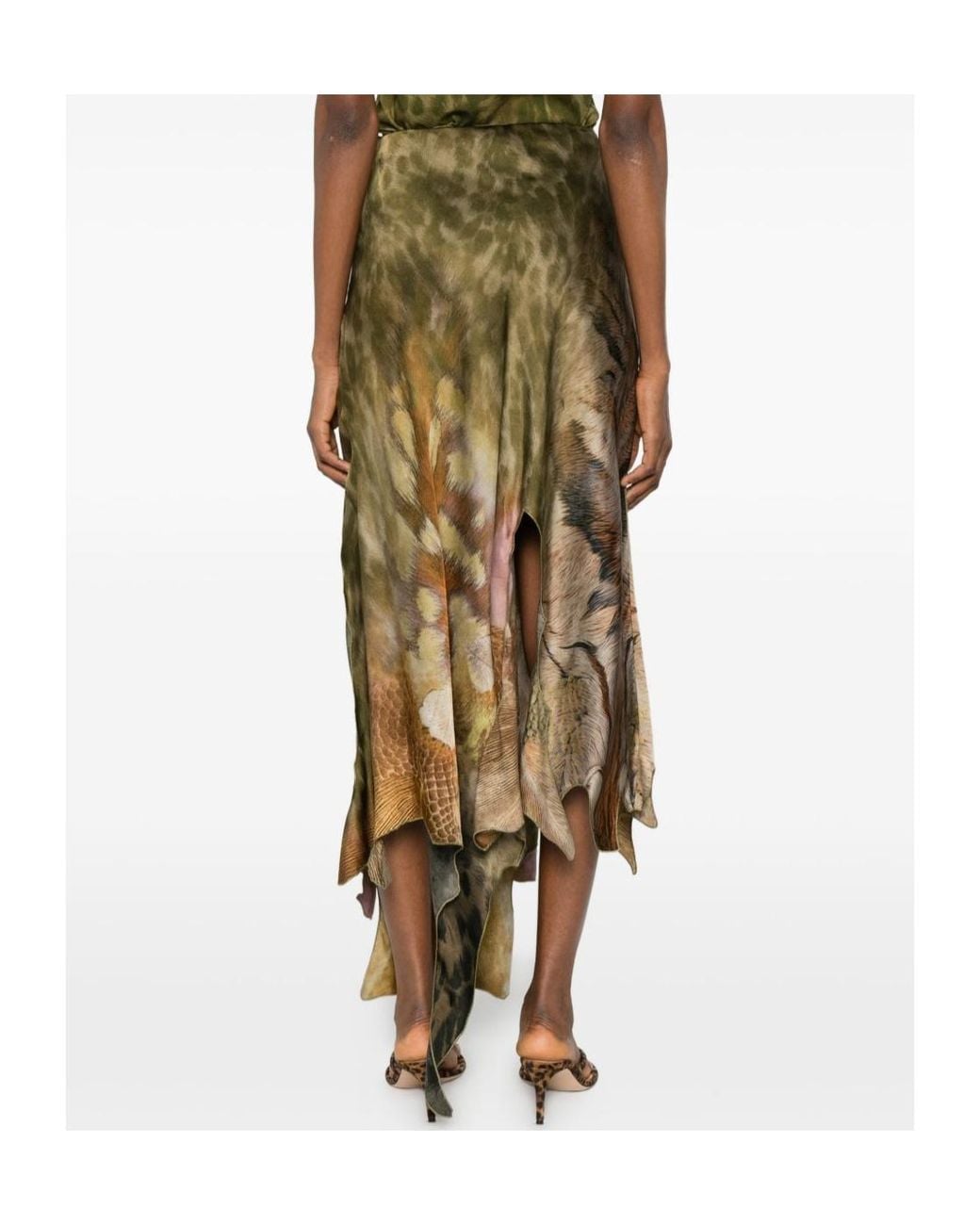 DIESEL Natural Asymmetric Animal-Print Skirt