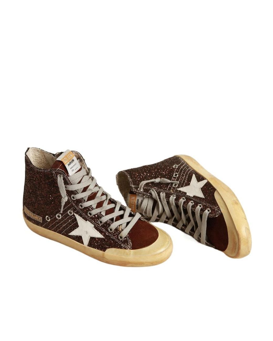 Golden Goose Deluxe Brand Brown Francy Penstar Glitter High Top Sneakers