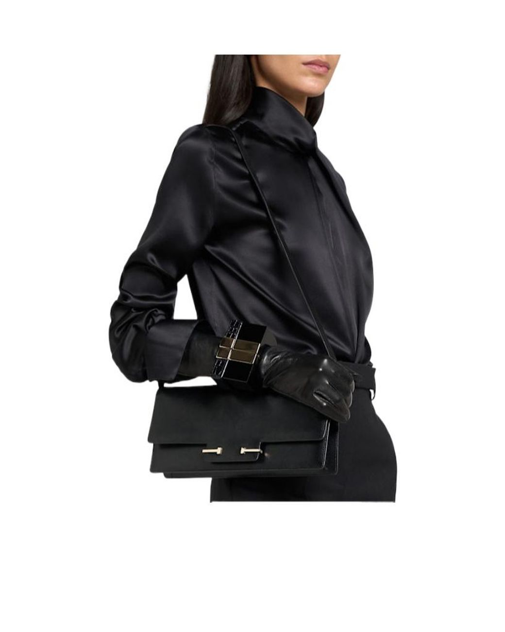 Tom Ford Black E/W Supple Grain Leather Shoulder Bag