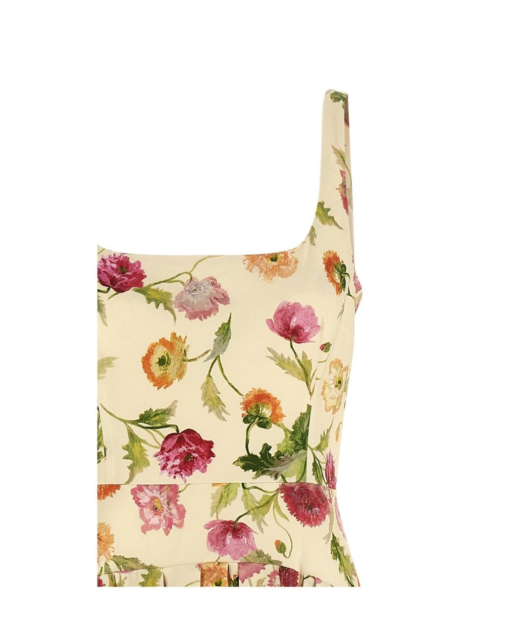 Carolina Herrera Metallic Wells Floral Midi Dress