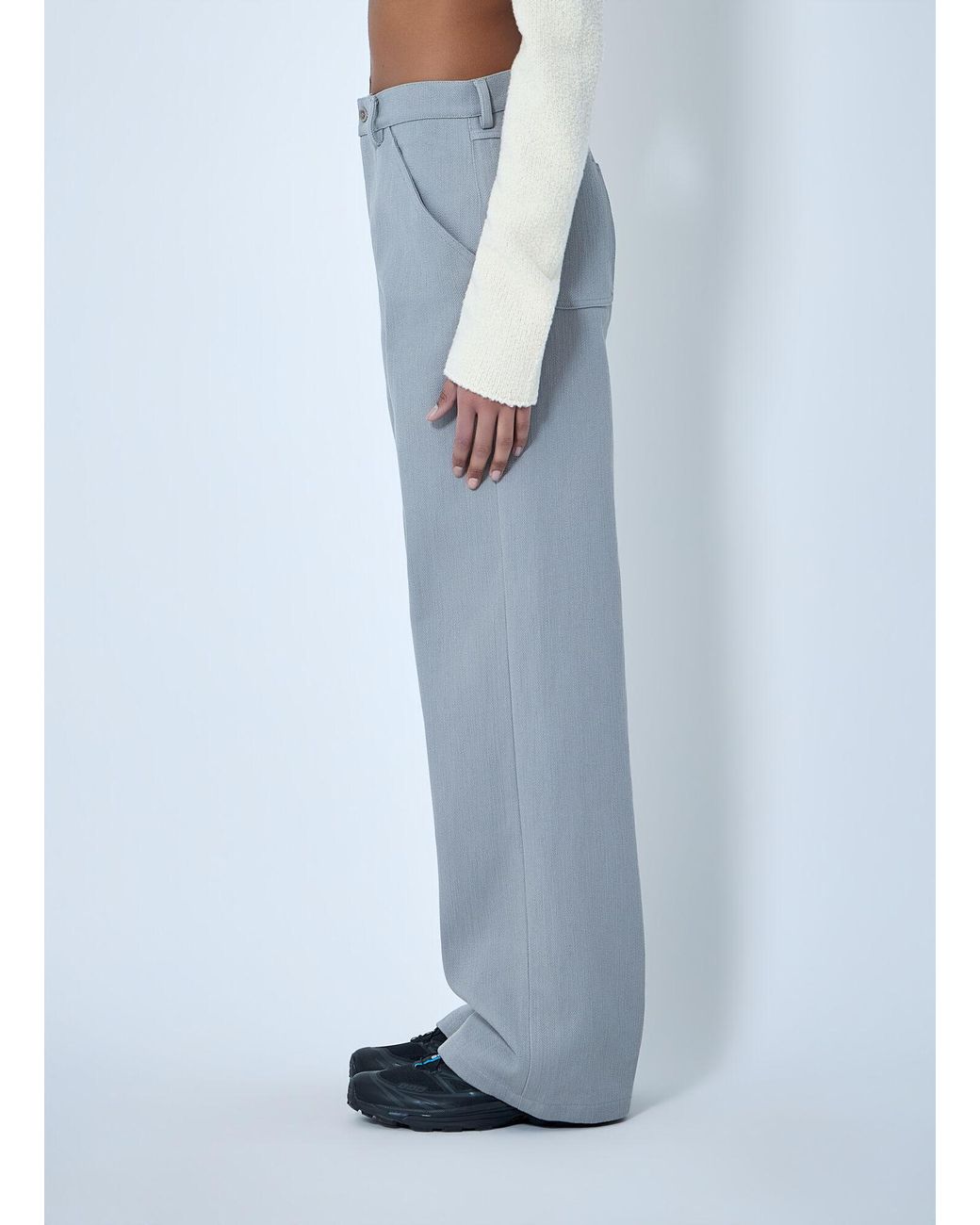 Rier Blue Wide-Leg Tailored Pants