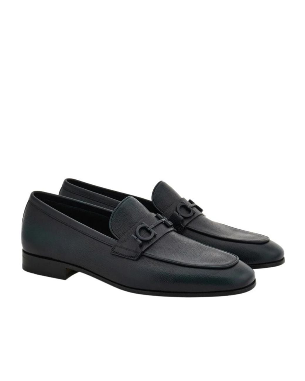 Ferragamo Blue Ferragamo Gancini Ornament Moccasin Loafers for men
