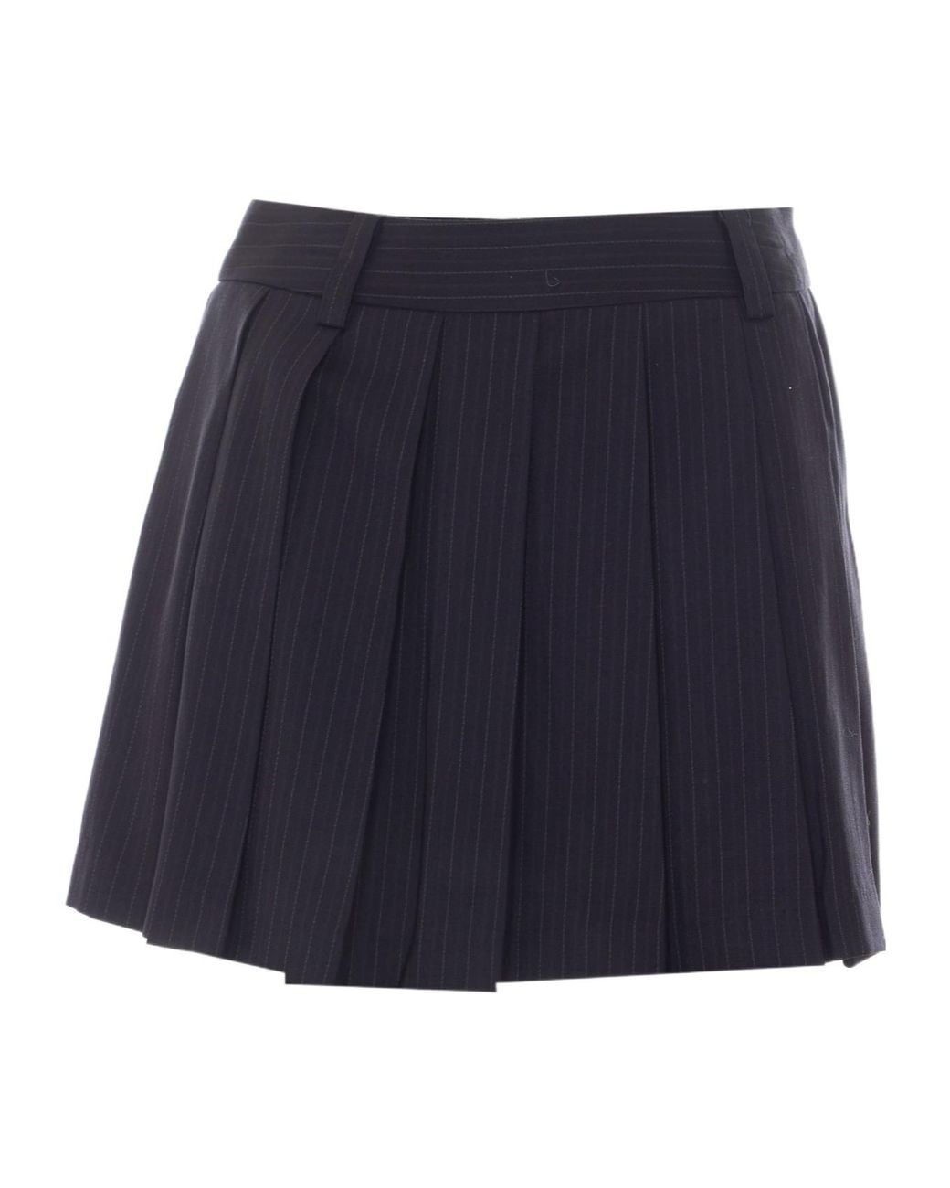 DUNST Blue Pleated Pinstripe Mini Skirt