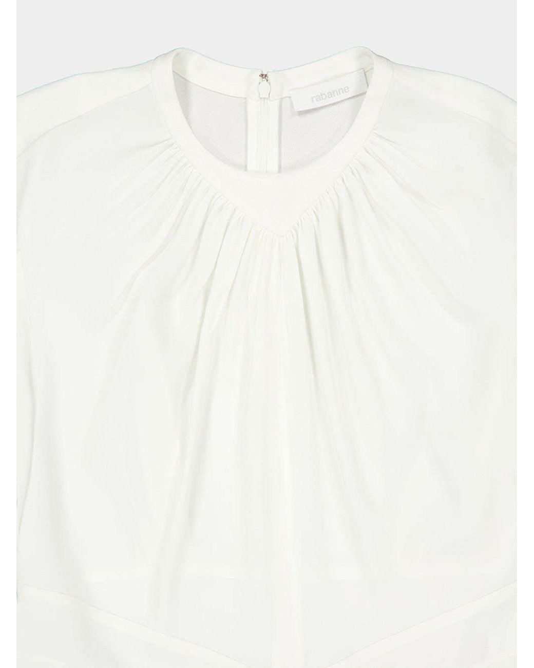 Rabanne White Gathered Flared-Sleeve Top