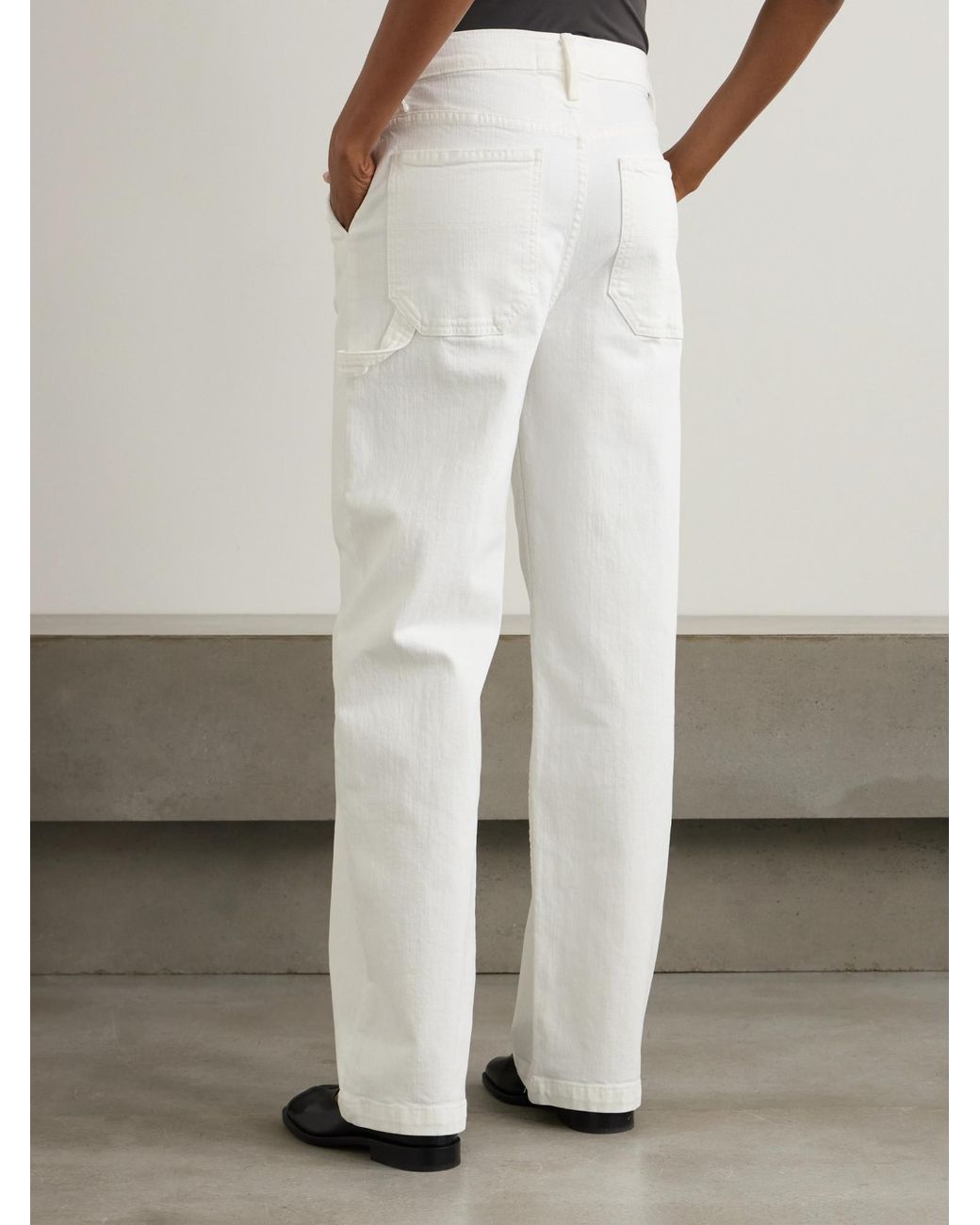 Mother White High-Rise Straight-Leg Jeans
