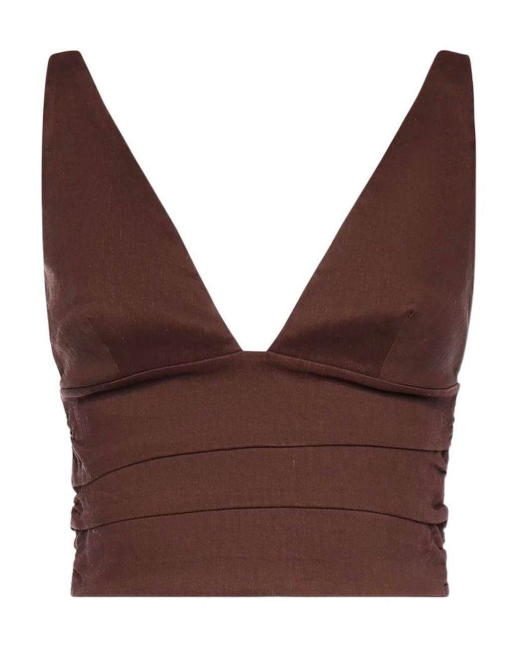 Pinko Brown V-Neck Cropped Top