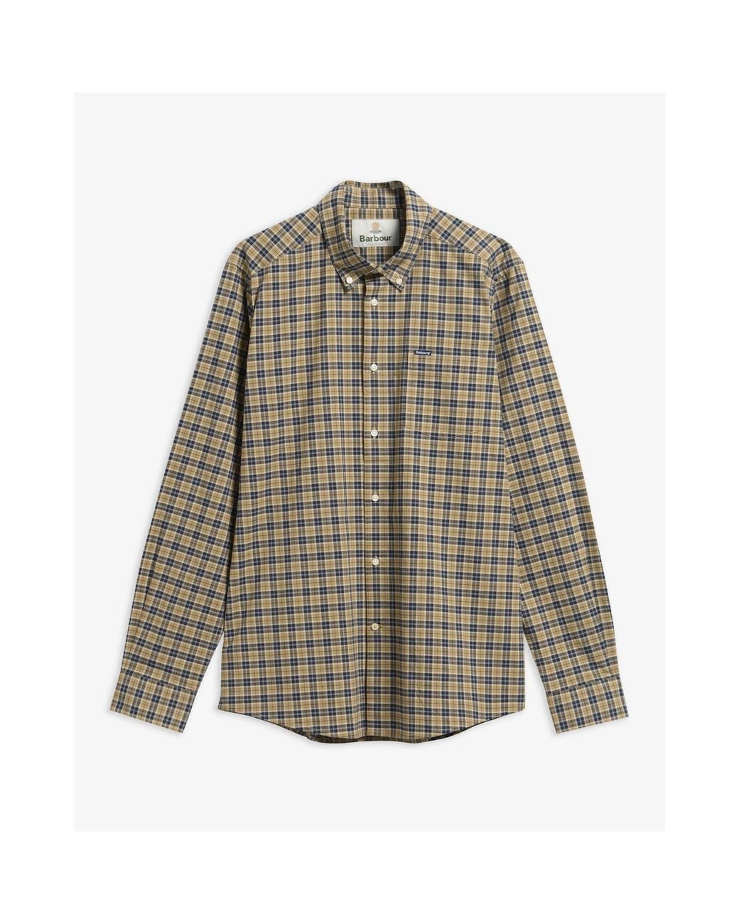 Barbour Gray Buttondown Micro Check Long Sleeve Shirt for men