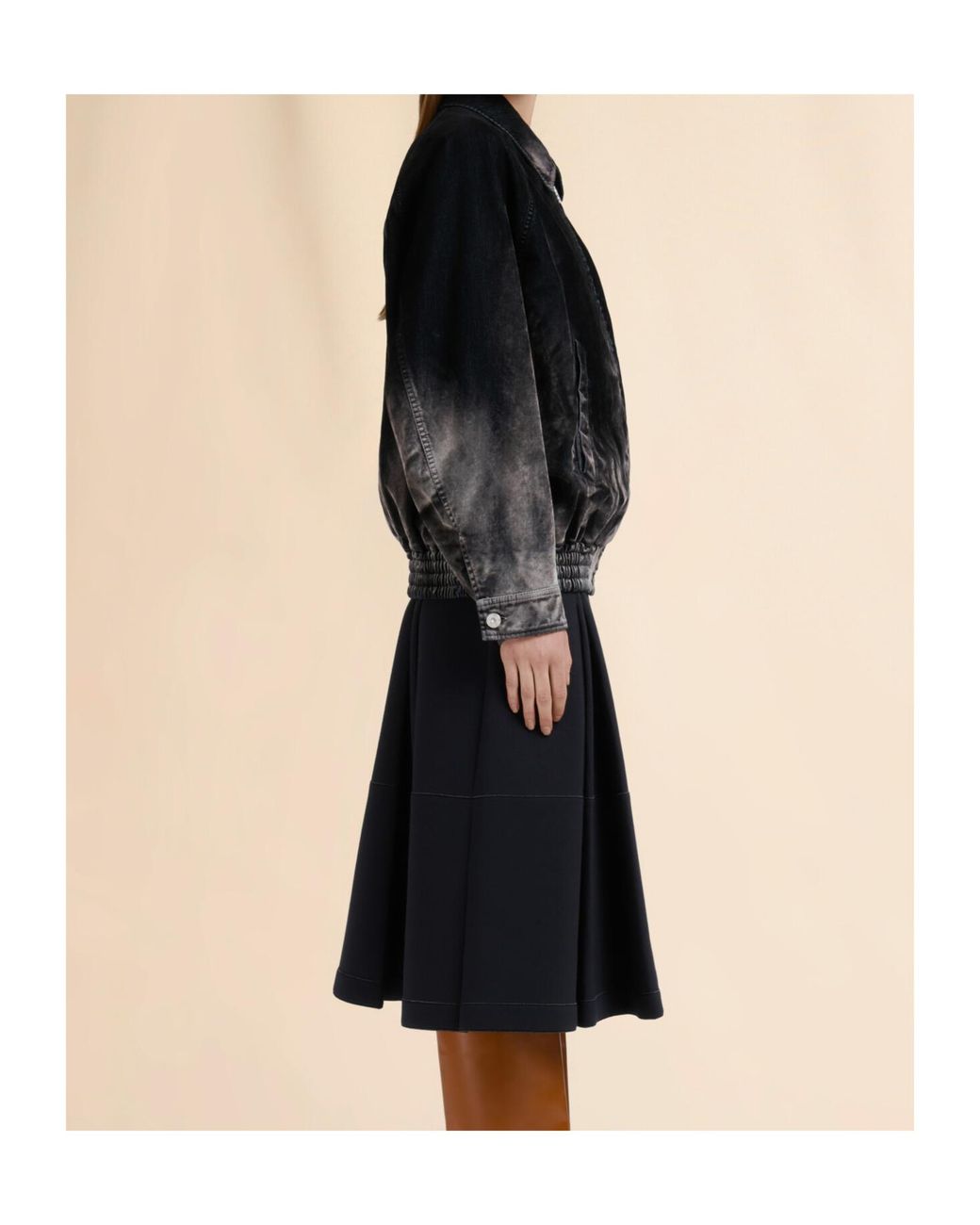 Marni Black Flocked Denim Bomber Jacket