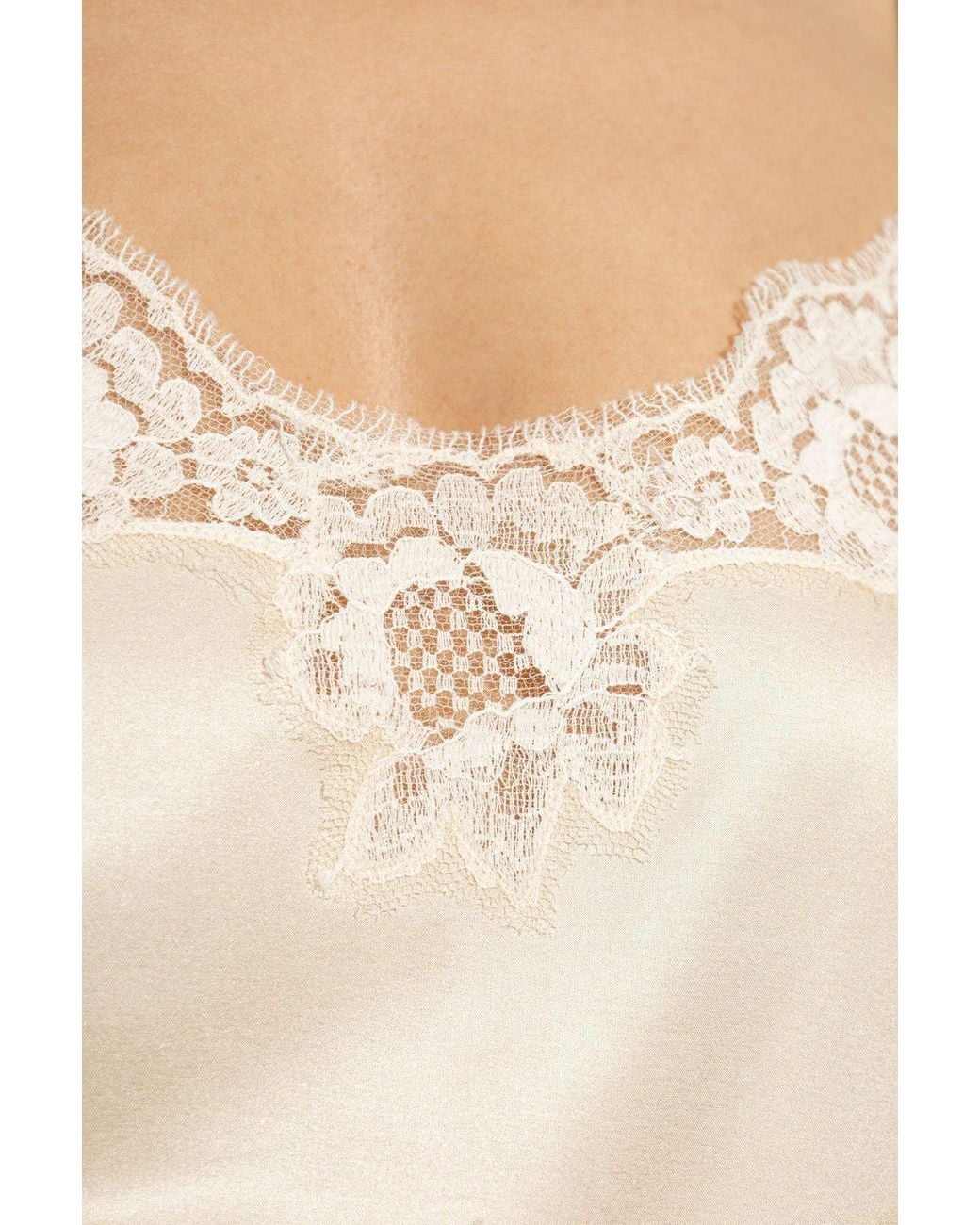 Dolce & Gabbana Natural Lace-Trim Spaghetti Strap Cami Top