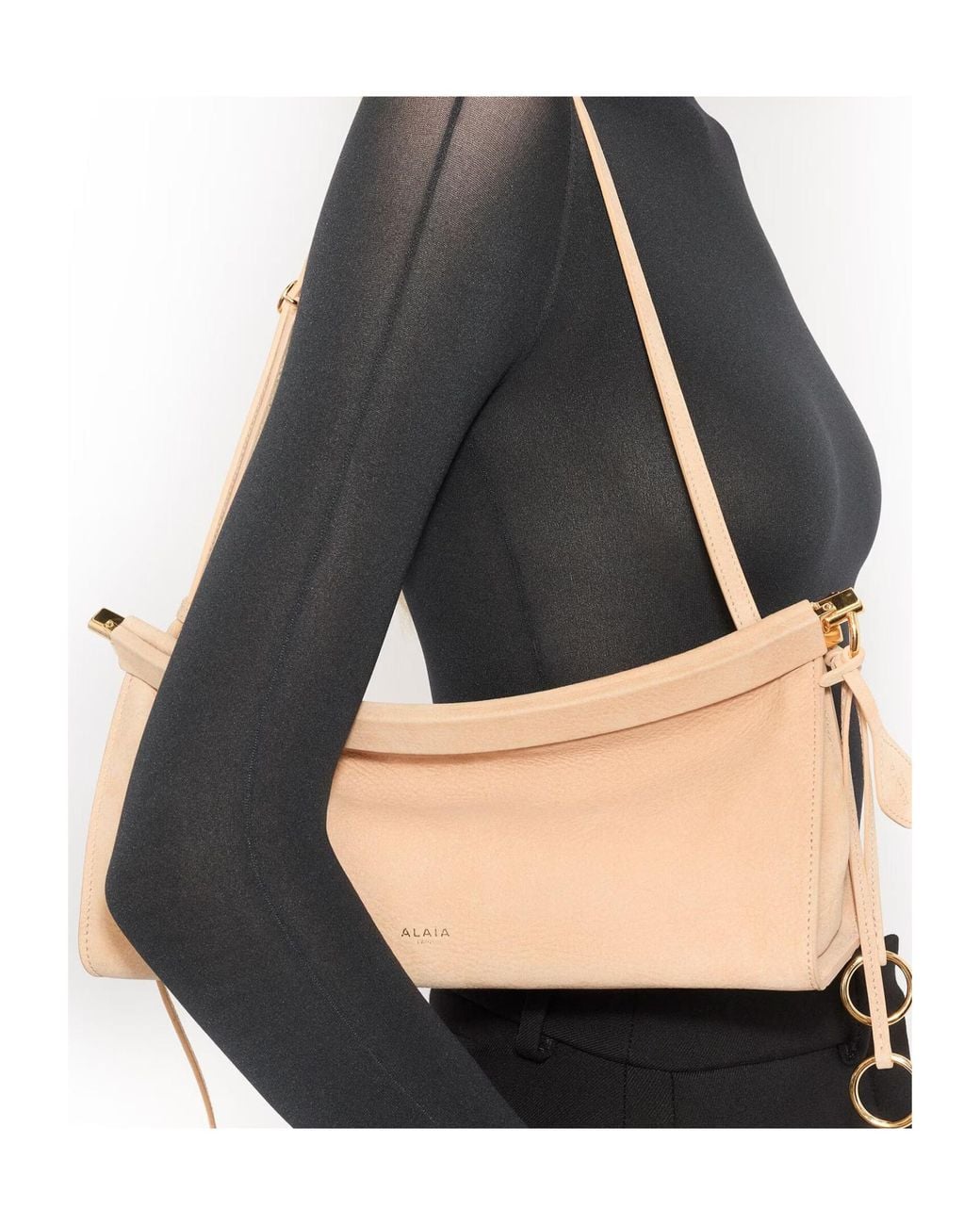 Alaïa White Alaïa Le Click East West Medium Shoulder Bag