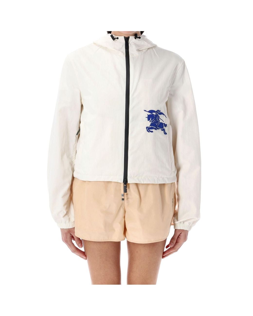 Burberry Natural Ekd Printed Hooded Drawstring Jacket