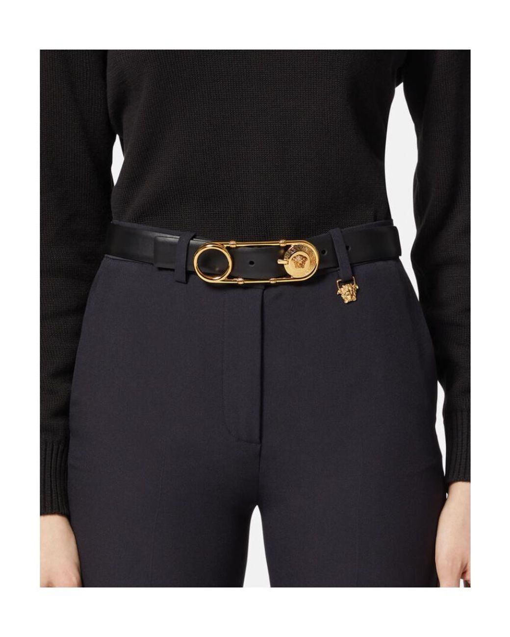 Versace White Medusa Detailed Safety-Pin Belt