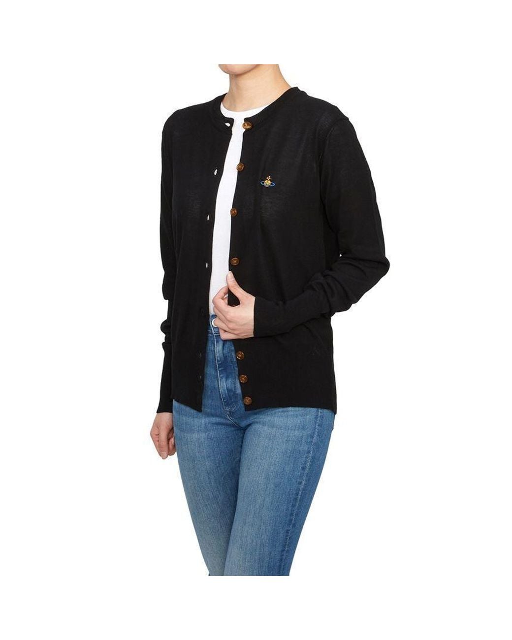 Vivienne Westwood Black Logo Embroidered Buttoned Cardigan