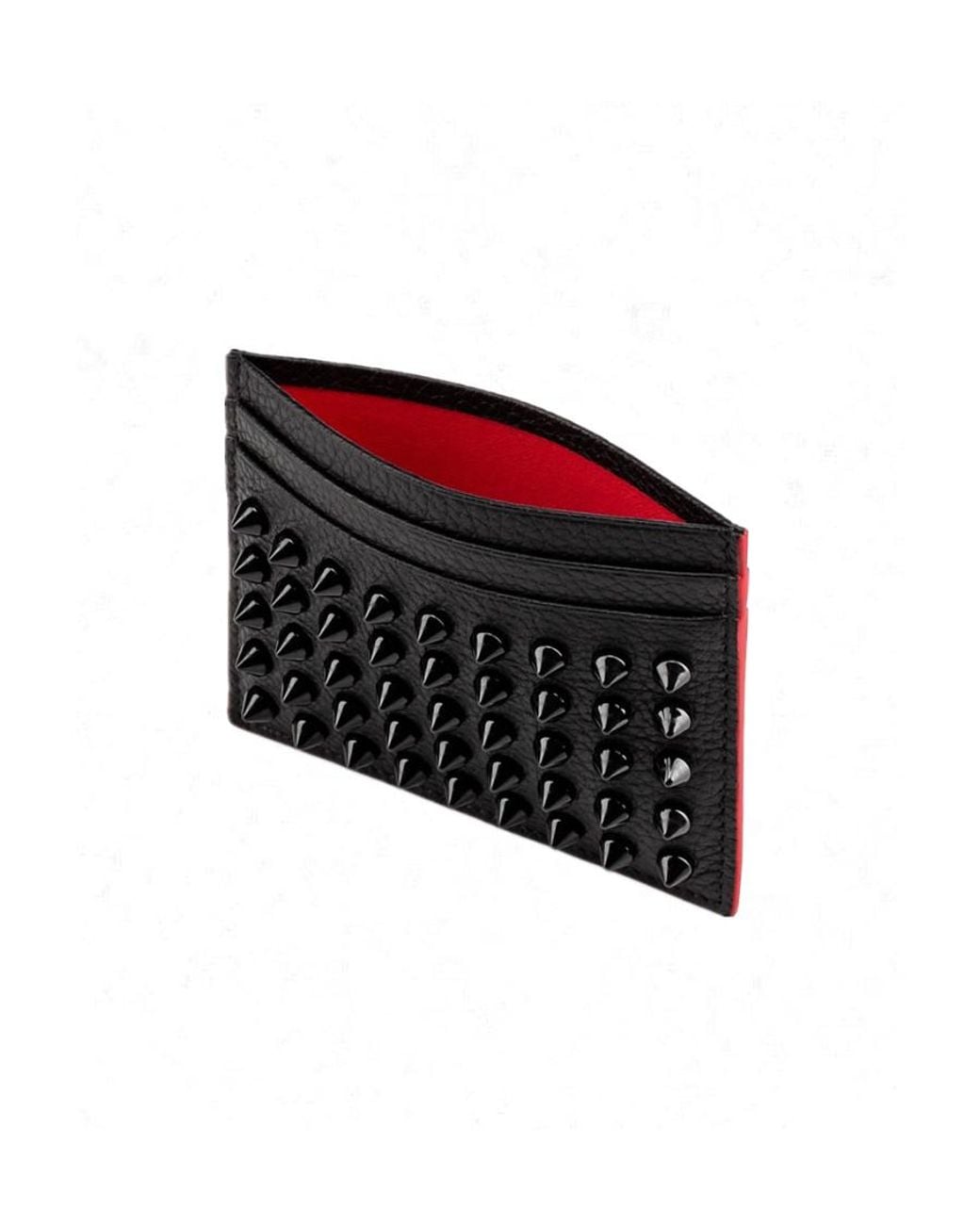 Christian Louboutin Black Kios Studded Leather Card Holder for men