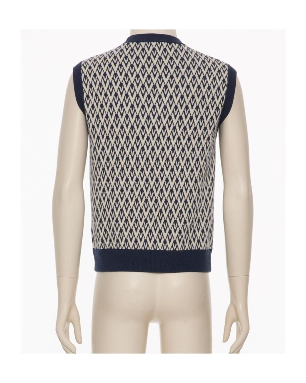 Valentino Blue Jacquard V-Neck Vest for men