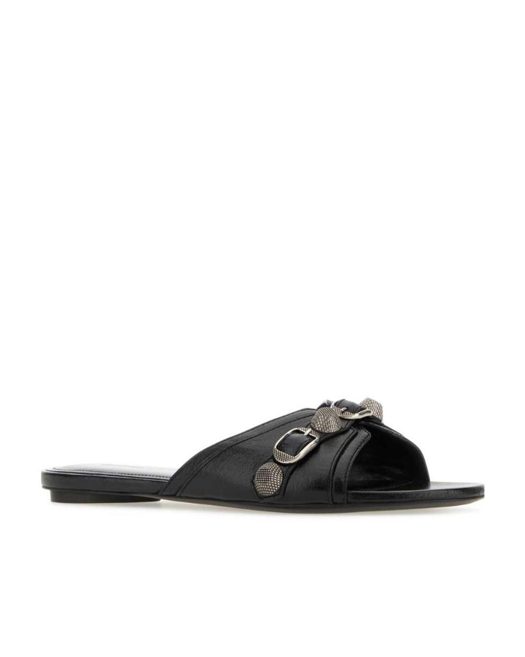 Balenciaga White Cagole Open-Toe Slippers