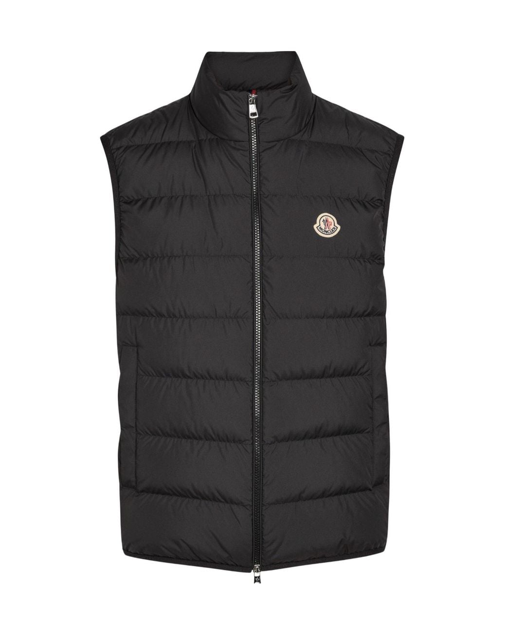 Moncler Black Horizontal Quilting Stand-Collar Down Vest for men