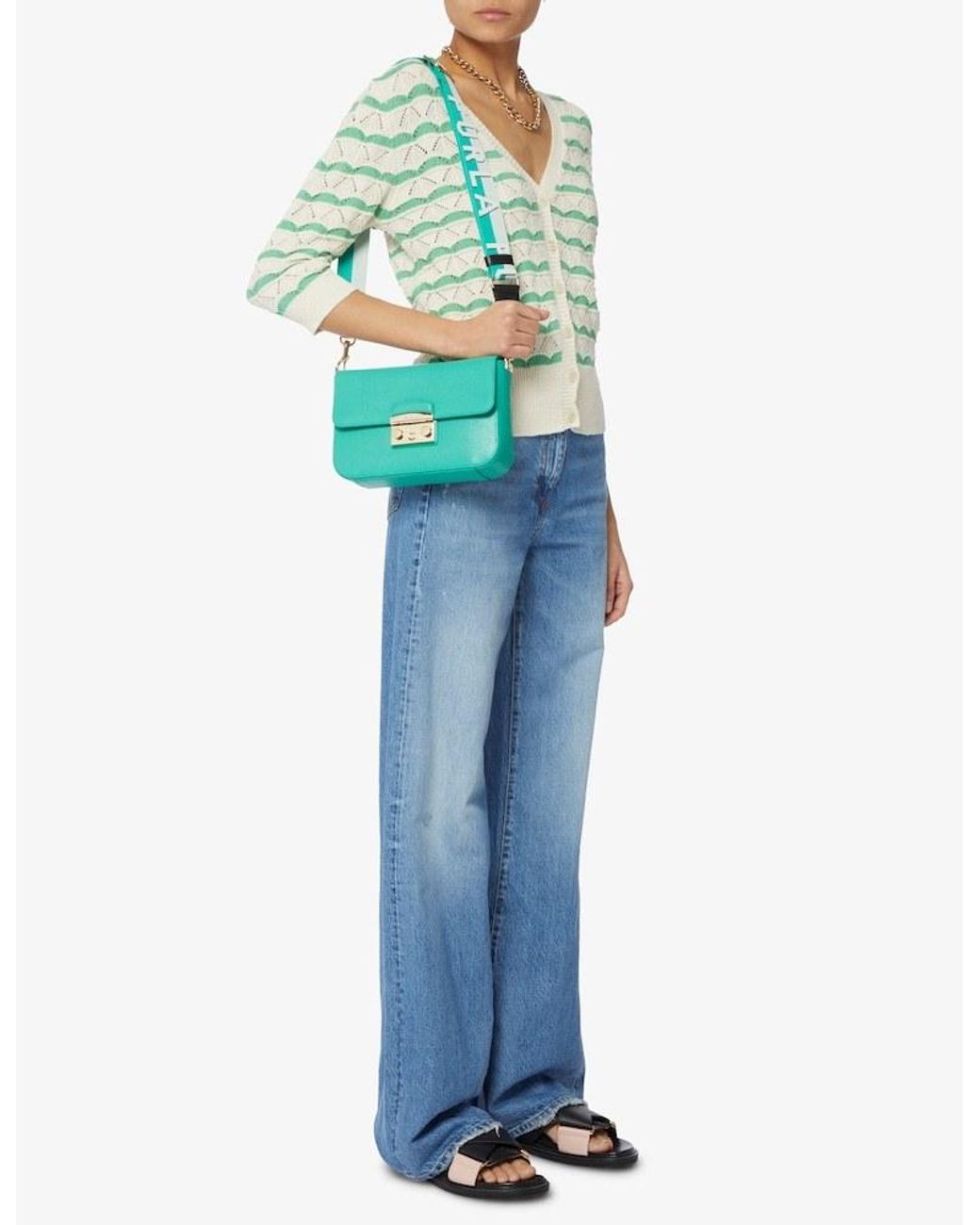 Furla Blue Logo Shoulder Bag
