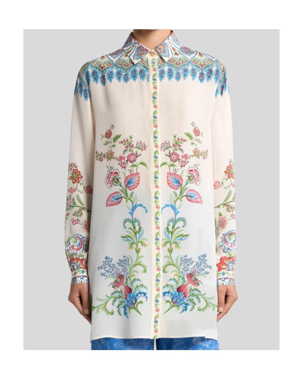 Etro White Pattern-Printed Long-Sleeved Shirt