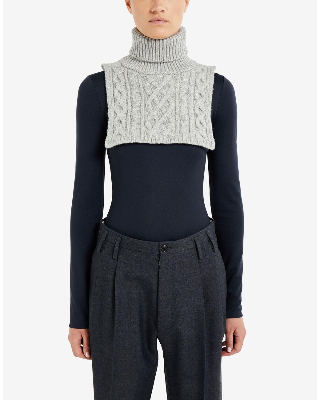 Maison Margiela Gray Cable-Knit Scarf