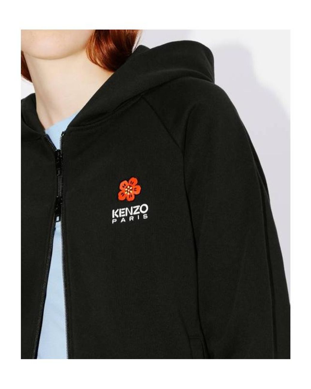 KENZO Black 'Boke Flower Crest' Hooded Embroidered Zip-Up Cardigan