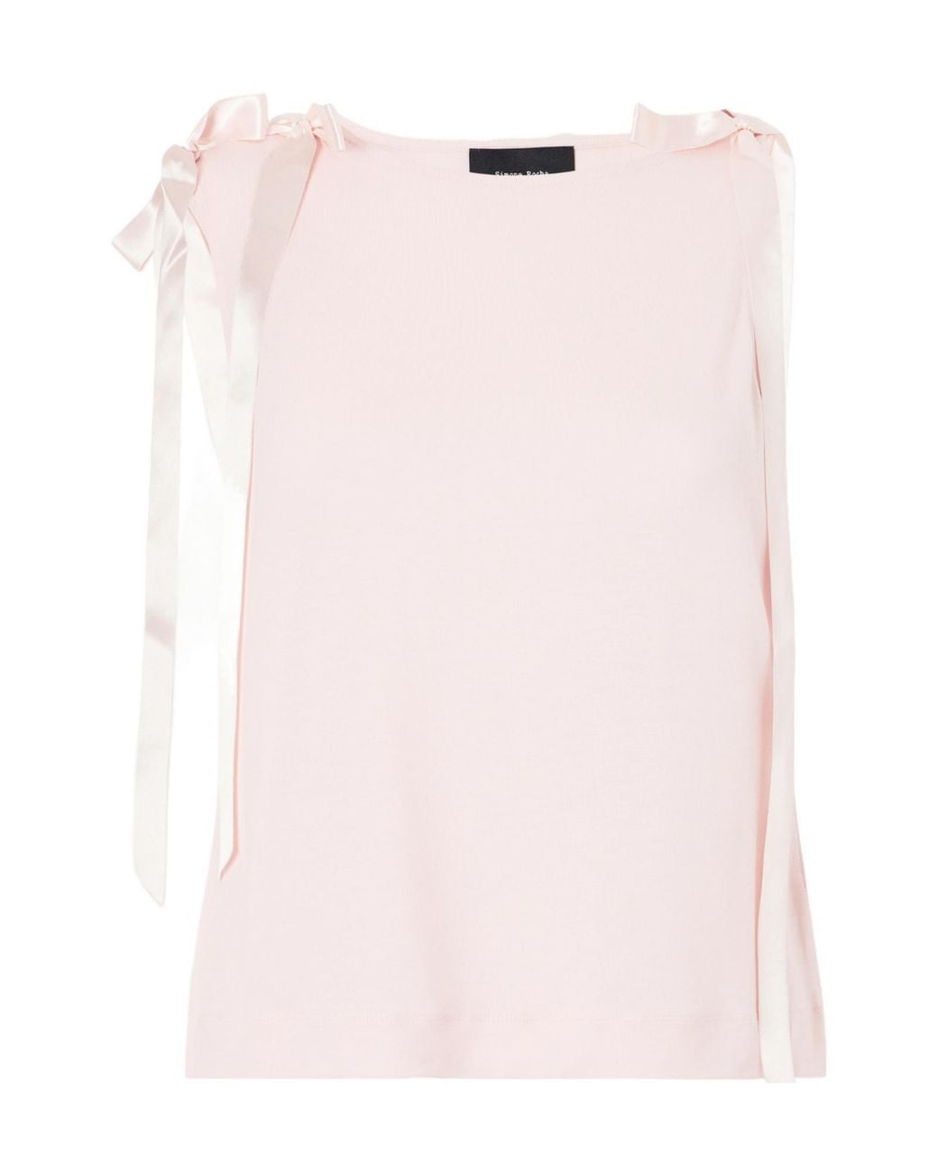 Simone Rocha Pink Bow-Trimmed Jersey Tank