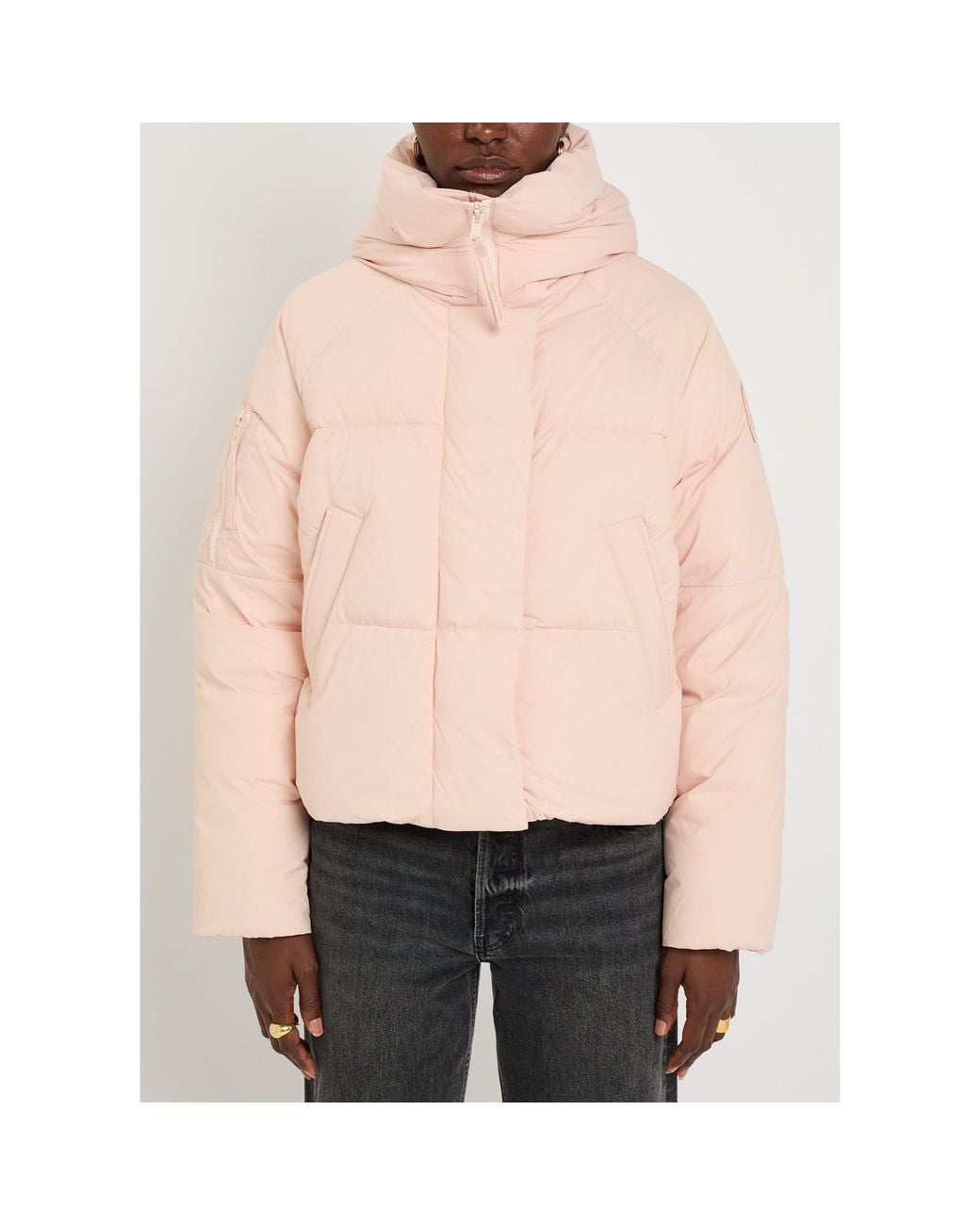 Canada Goose Pink Short Hooded Down Jacket