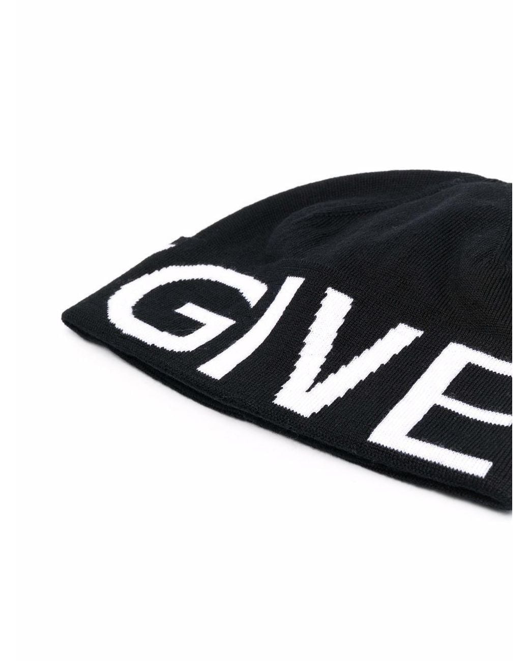 Givenchy Black Logo Intarsia-Knit Slip-On Beanie for men