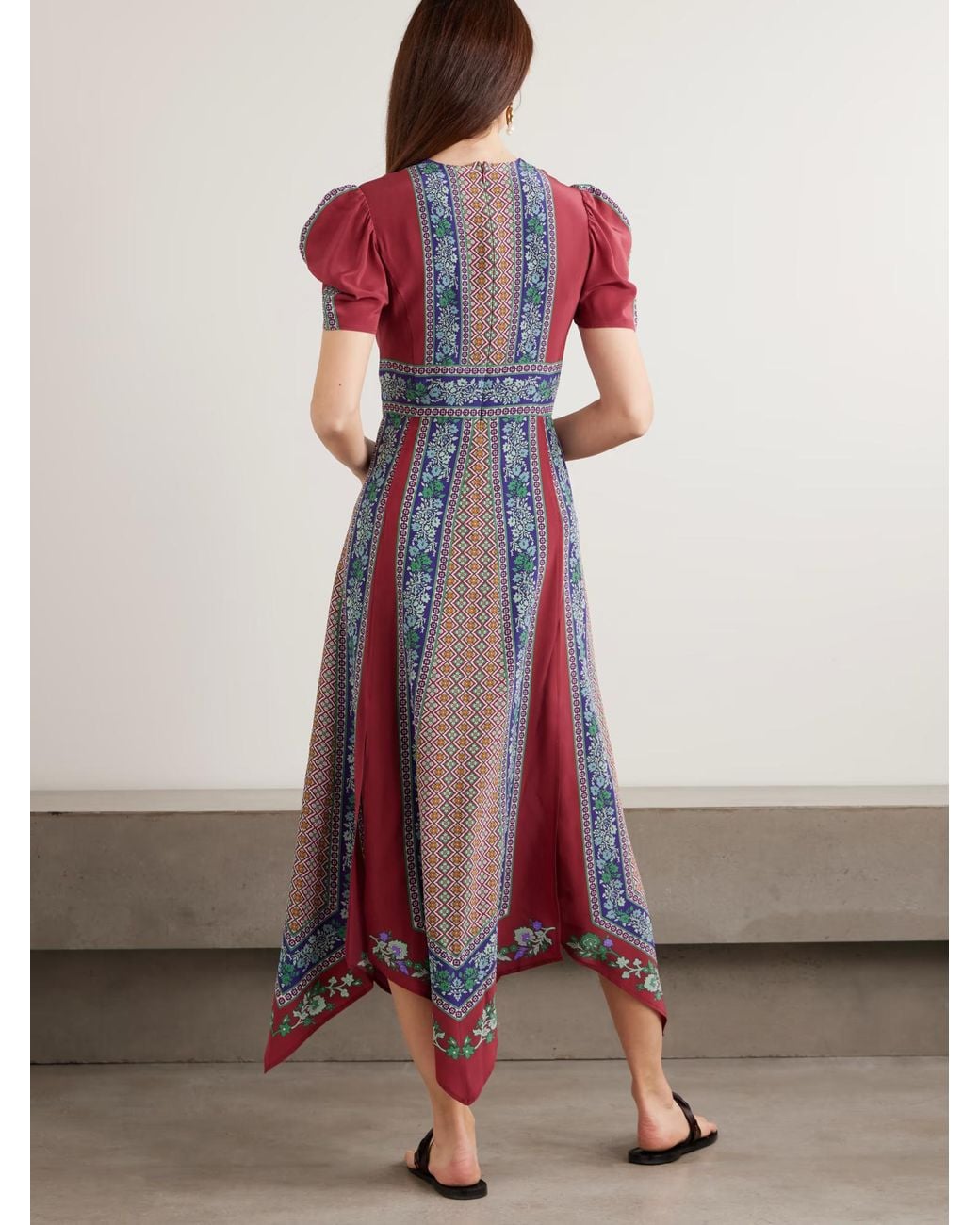 LaDoubleJ Blue Cherie Printed Silk Midi Dress