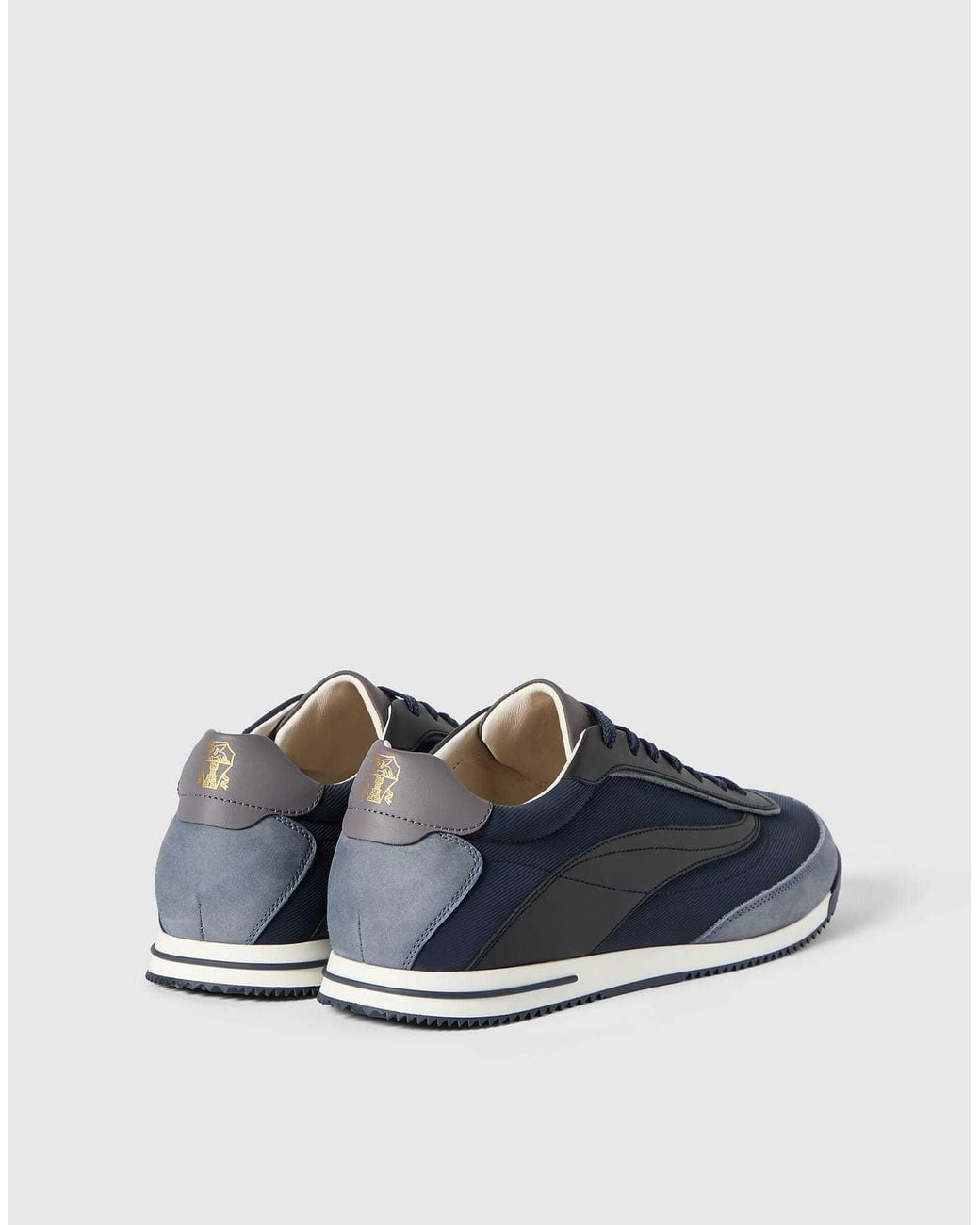 Brunello Cucinelli Blue Techno Fabric And Nubuck Sneakers for men