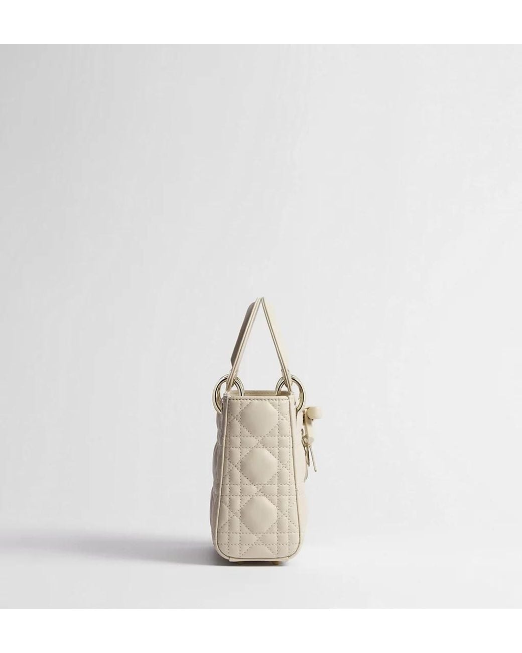 Dior White Mini Lady Bag With Chain