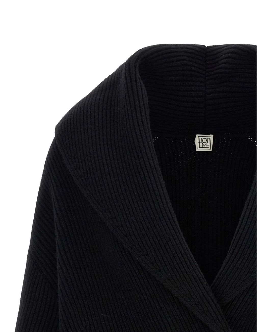 Totême Black Collared Long-Sleeved Knit Sweater