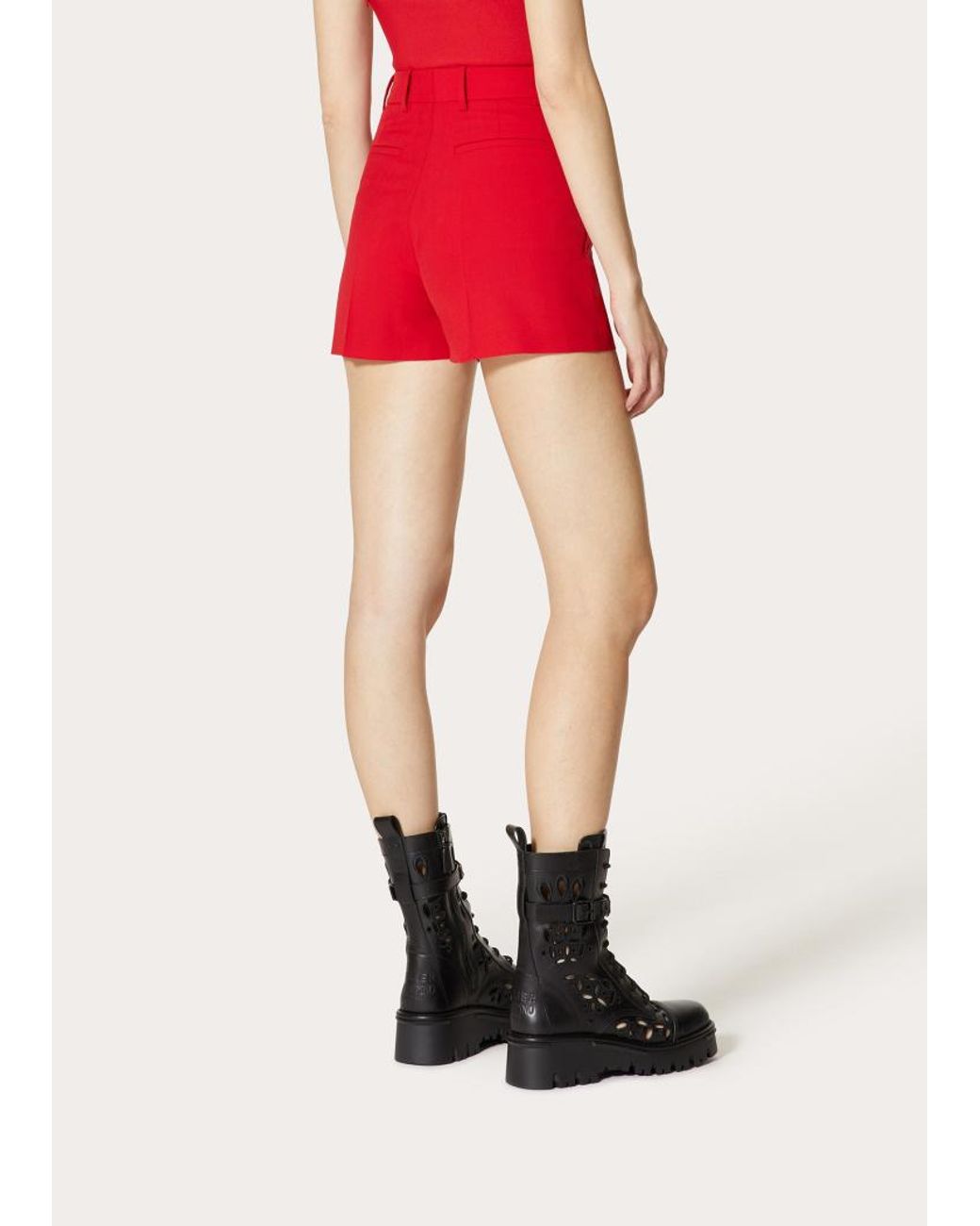 Valentino Red High-Waist Shorts