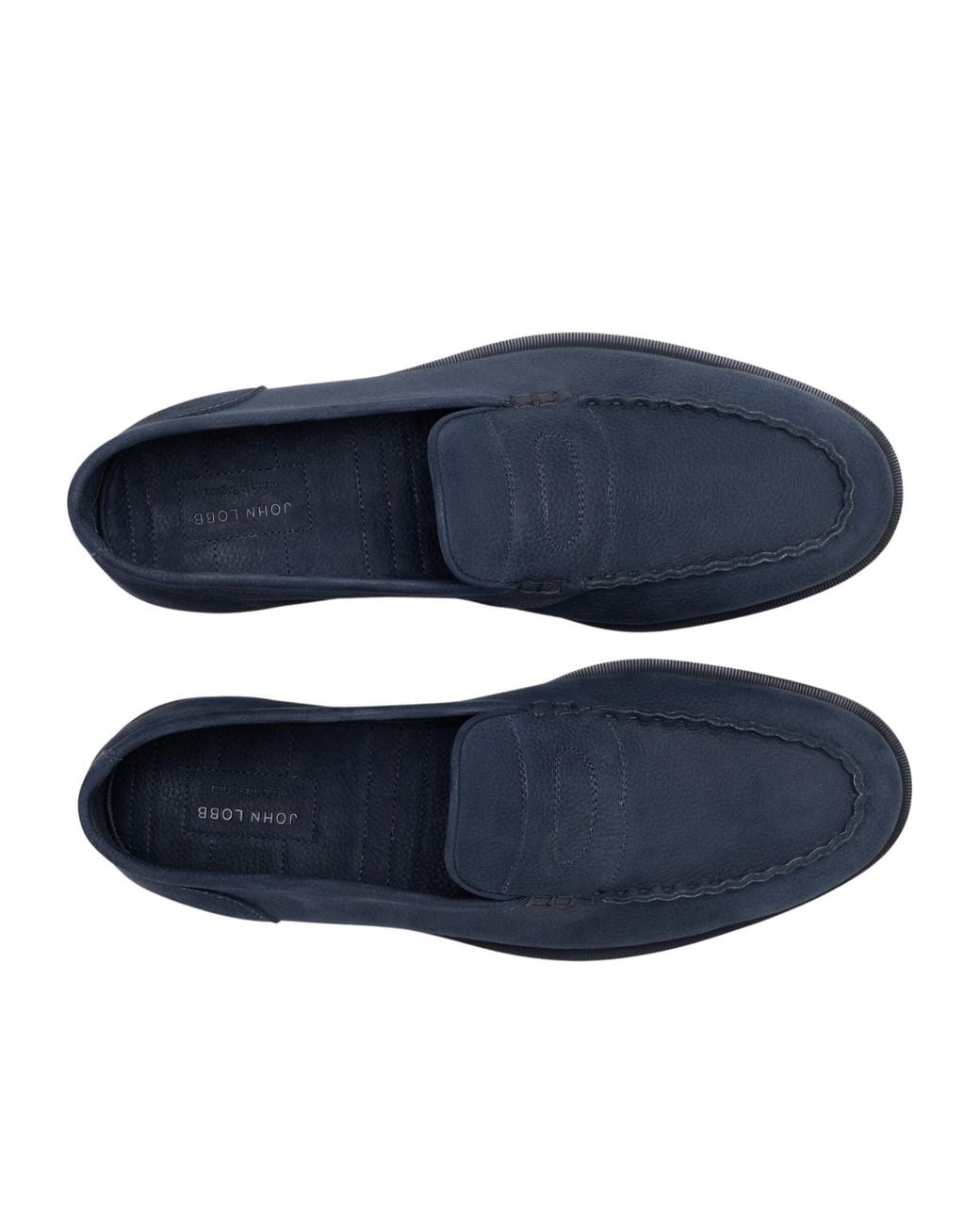 John Lobb Blue Pace Loafers for men