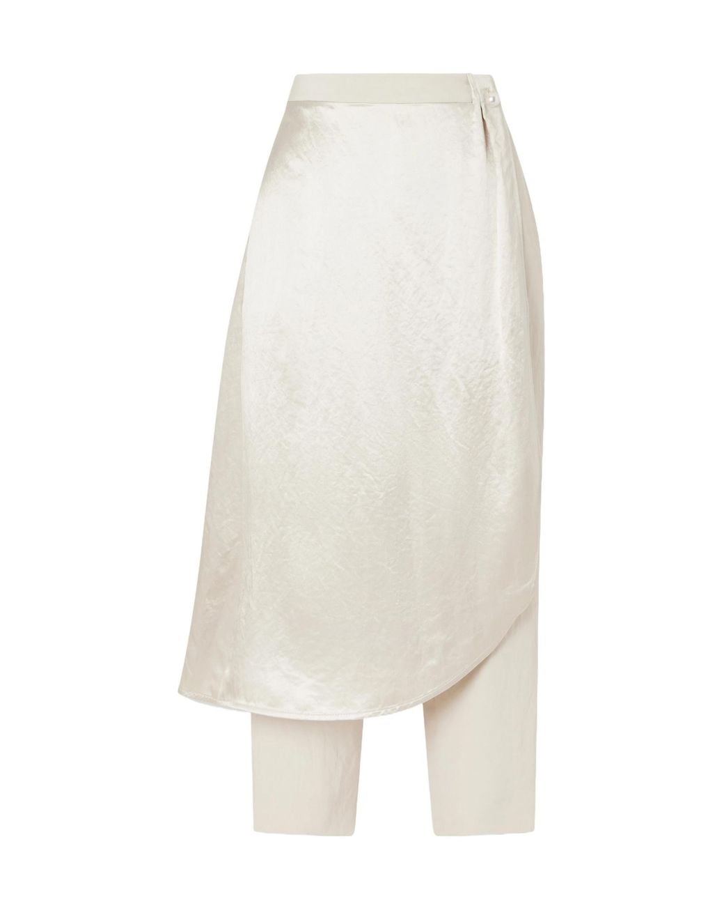 Maria McManus White Wrap-Effect Satin Straight-Leg Pants