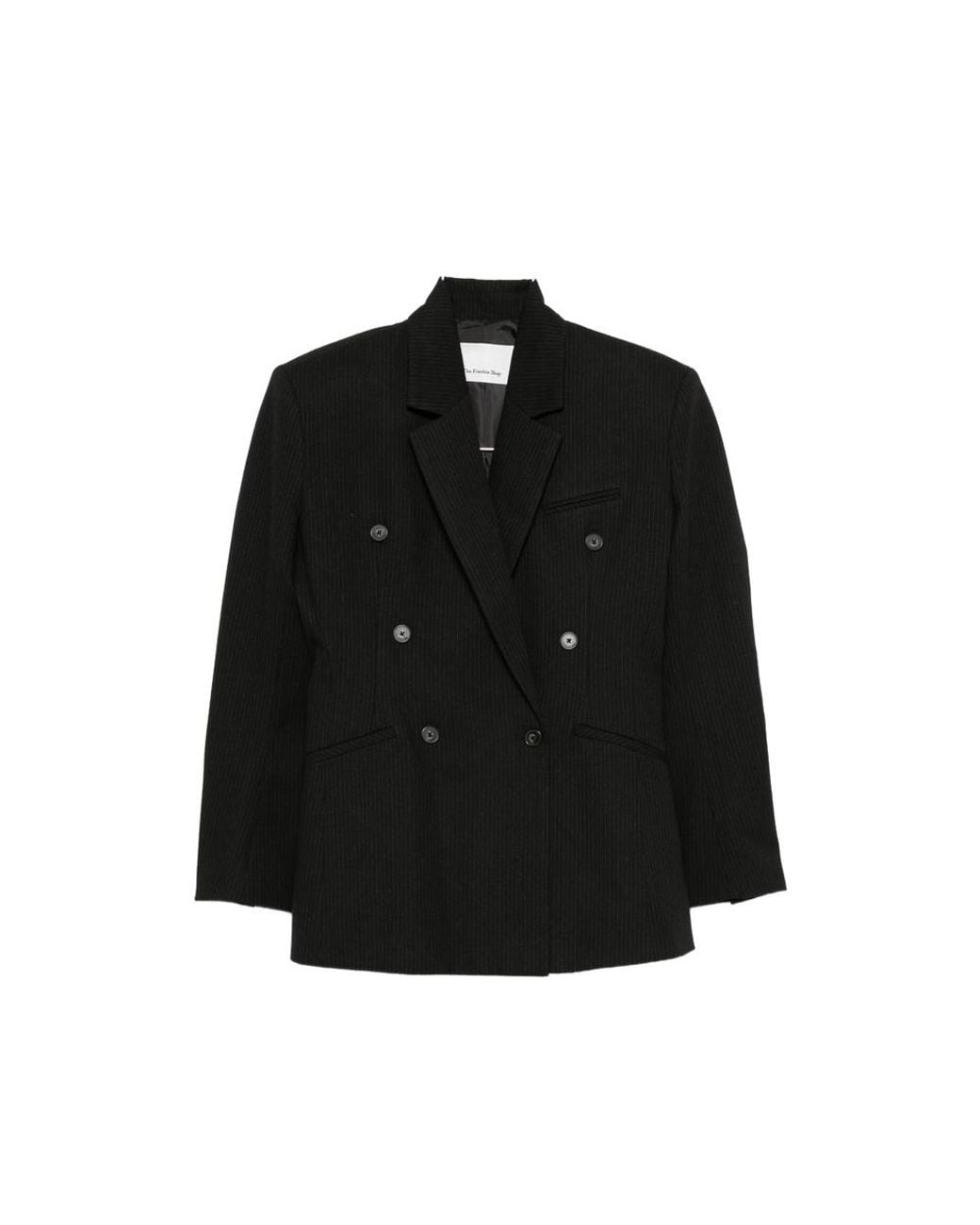 Frankie Shop Black Blazer Jade Pinstripe Polyester Jacket