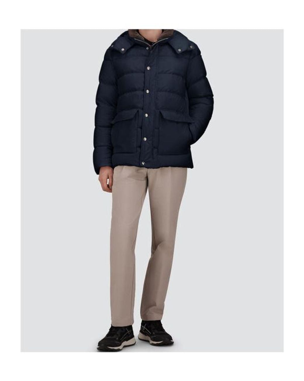 Herno Blue Quilted Hooded Coat for men