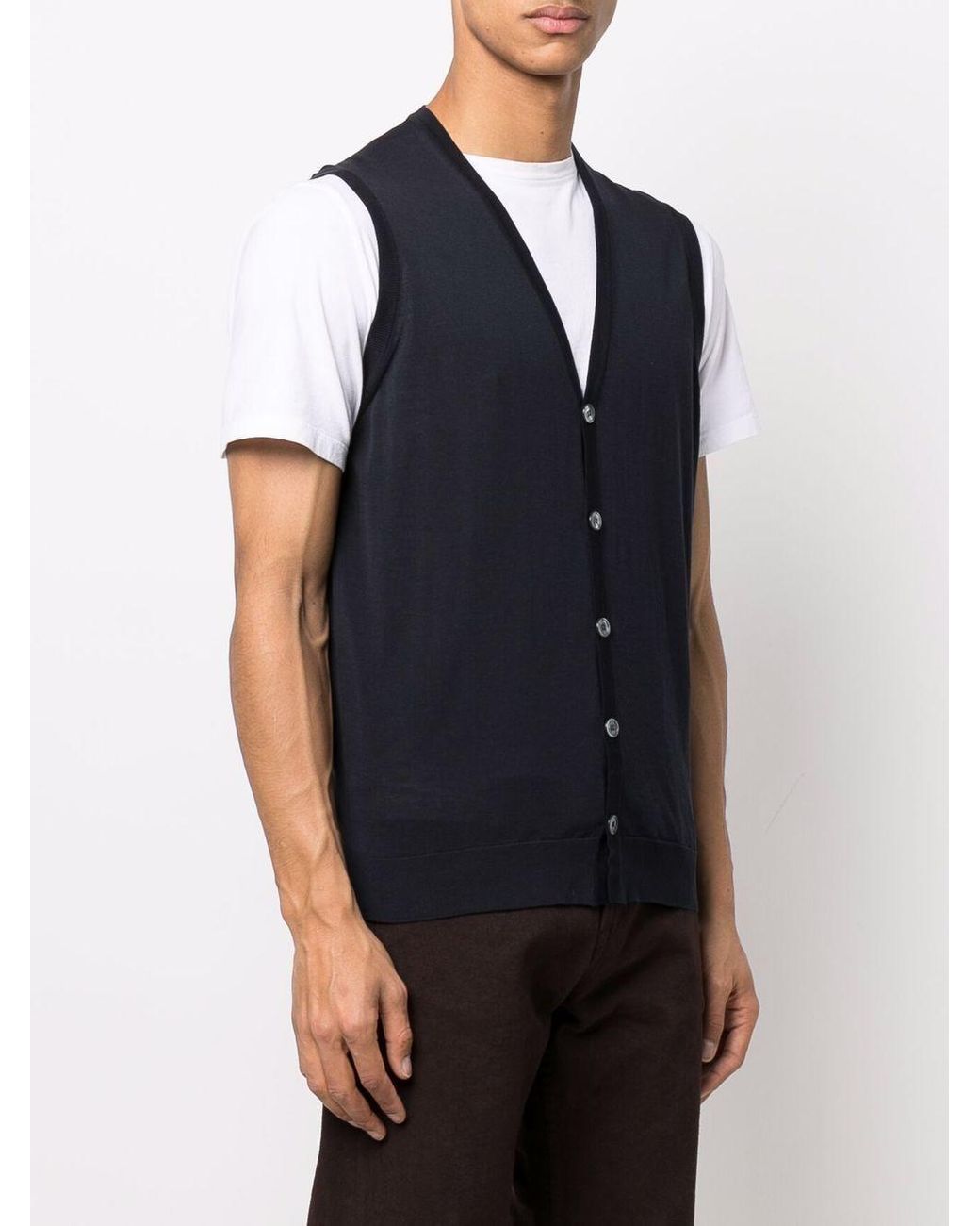 Drumohr Blue Sleeveless Buttoned Jacket for men